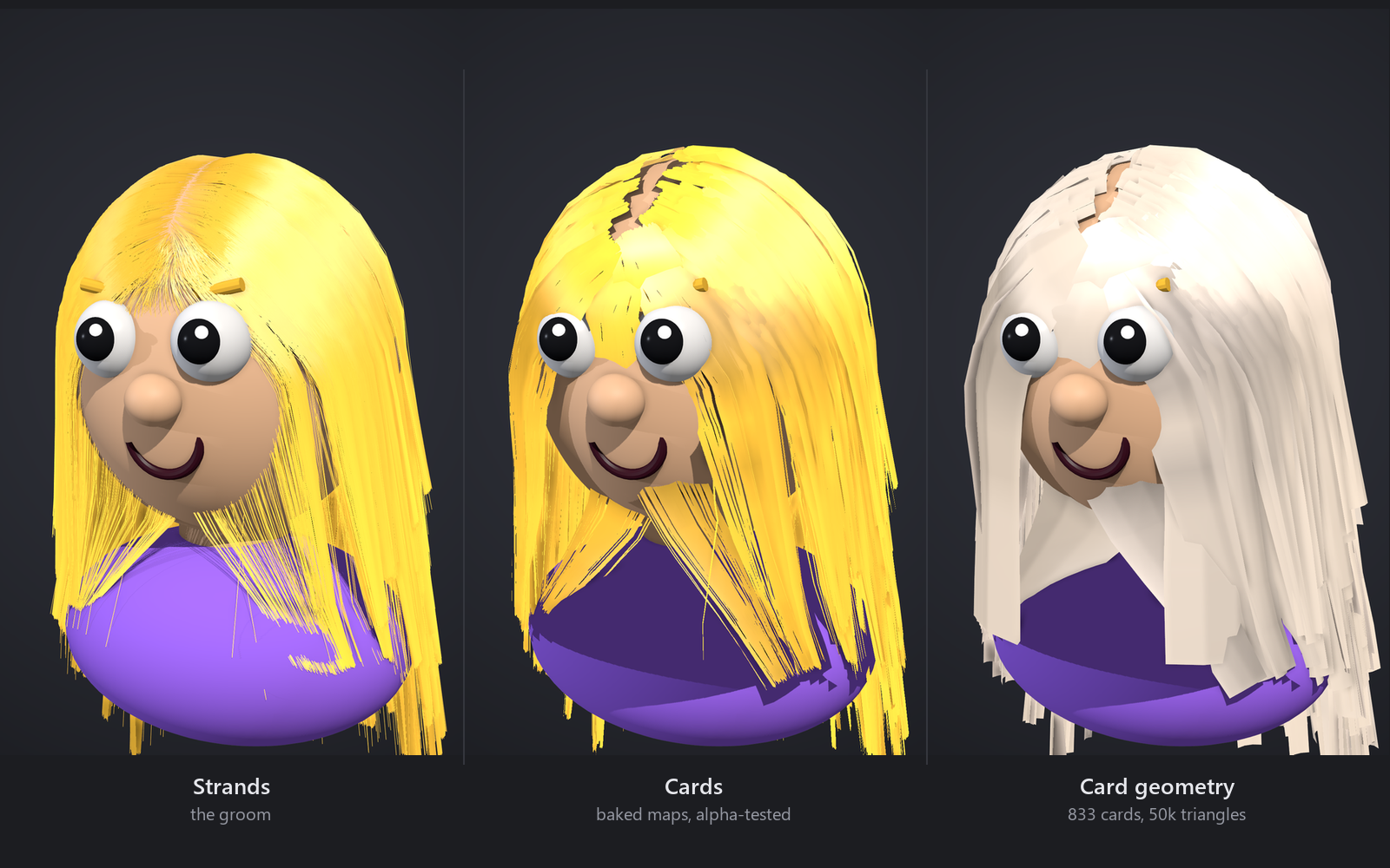 Hair cards with baked maps